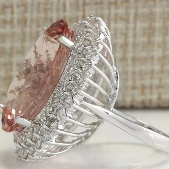 NEW Morganite White Topaz Silver Ring - Picture 4 of 4